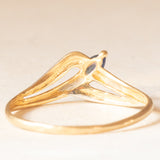 Anello vintage in oro giallo e bianco 18K con zaffiro, anni ‘60