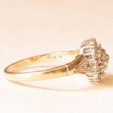 Anello a fiore vintage in oro giallo e bianco 9K con diamanti (0.25ctw ca.), anni ‘60/‘70