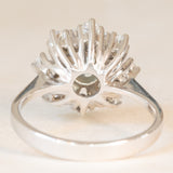 Anello a fiocco di neve vintage in oro bianco 14K con acquamarina (0.50ct ca.) e diamanti (0.70ctw ca.), anni ‘70