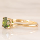Solitario vintage in oro giallo 8K con cromodiopside (1ct ca.), anni ‘80
