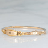 Bracciale rigido antico in oro giallo 9K con diamante di taglio rosetta, primi del ‘900