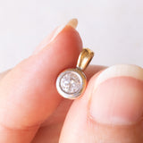 Ciondolo punto luce vintage in oro giallo e bianco 18K con diamante di taglio brillante (0.25ct ca.)