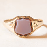 Anello da sigillo antico in oro giallo 9K con agata, primi del ‘900