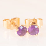 Orecchini punto luce vintage in oro giallo 9K con ametiste (0.40ctw ca.)