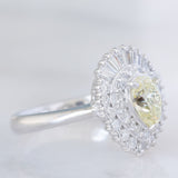 Anello ballerina vintage in platino con diamante fancy yellow (0.79ct) e diamanti (0.53ctw), anni ‘90