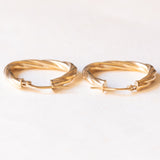 Orecchini a cerchio vintage in oro giallo 9K, anni ‘60/‘70