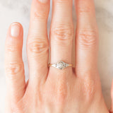 Solitario Art Déco in oro giallo e bianco 14K con diamante, anni ‘20/‘30