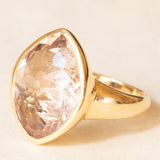 Anello da cocktail vintage in oro giallo 14K con morganite (10ct ca.), anni ‘70/‘80