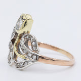 Anello antico in oro giallo e rosa 18K e argento con diamanti (0.40ctw ca.), anni ‘20