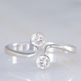 Toi et Moi vintage in oro bianco 14K con diamanti di taglio brillante (0.40ctw ca.), anni ‘70/‘80