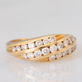 Anello a fascia vintage in oro giallo 18K con diamanti di taglio brillante (1ctw ca), anni ‘70