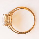 Anello da cocktail vintage in oro giallo 9K con quarzo citrino (4.20ct ca.) e diamanti