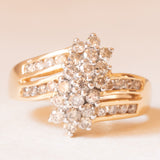 Anello vintage in oro giallo e bianco 14K con diamanti di taglio brillante (1ctw ca.), anni ‘70