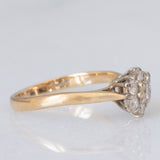 Anello a margherita vintage in oro giallo 9K con diamanti di taglio brillante (0.30ctw ca.), anno 1990
