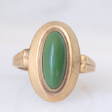 Anello da cocktail vintage in oro giallo 8K con pietra verde acqua, anni ‘70