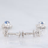 Orecchini pendenti a margherita vintage in platino con zaffiri (0.67ctw) e diamanti di taglio brillante (0.64ctw), anni ‘80/‘90
