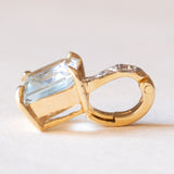 Ciondolo vintage in oro giallo e bianco 14K con topazio azzurro (2ct ca.) e diamanti (0.03ctw ca.), anni ‘70