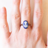 Anello vintage in oro giallo 9K con jasperware, anni ‘60/‘70