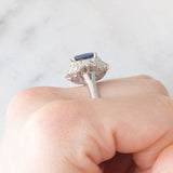 Anello ballerina in platino con zaffiro (3.02ct) e diamanti (1.20ctw), anni ‘80