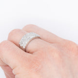 Anello a fascia in platino con pavé di diamanti di taglio brillante (1ctw), anni ‘80