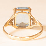 Anello vintage in oro giallo 9K con pasta di vetro azzurra, anno 1990