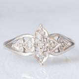 Anello vintage in oro bianco 9K con diamanti (0.03ctw ca.)