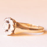 Anello a margherita vintage in oro giallo e bianco 9K con diamanti (0.05ctw ca.), anno 1987