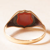 Anello da sigillo antico in oro giallo 9K con agata, primi del ‘900