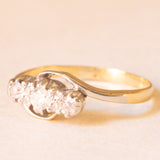Trilogy bypass antico in oro giallo e bianco 15K con diamanti (0.12ctw ca.), anni ‘20