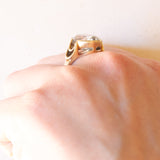 Anello da cocktail vintage in oro giallo 14K con acquamarina (2ct ca.), anni ‘60/‘70