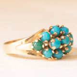 Anello vintage in oro giallo 8K con turchesi, anni ‘50