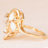 Anello vintage a forma di farfalla in oro giallo 14K con con opali (0.60ctw ca.) e diamanti, anni ‘70