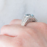Anello vintage in platino con acquamarina (2.33ct) e diamanti (1ctw), anni ‘80/‘90