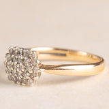 Anello vintage in oro giallo e bianco 9K con diamanti (0.14ctw ca.), anni ‘70/‘80