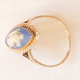 Anello a navette vintage in oro giallo 9K con jasperware