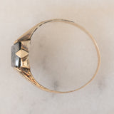 Anello vintage in oro giallo 14K con ematite incisa con profilo di soldato, anni ‘60