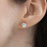 Orecchini a margherita vintage in platino con diamanti di taglio brillante (0.54ctw)