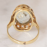 Anello da cocktail vintage in oro giallo 14K con acquamarina (5ct ca.), anni ‘60