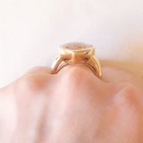 Anello da cocktail vintage in oro giallo 14K con morganite (10ct ca.), anni ‘70/‘80