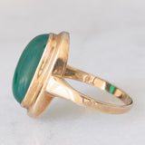 Anello vintage in oro giallo 8K con agata verde, anni ‘60/‘70