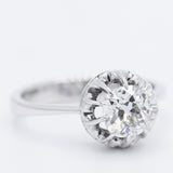 Solitario in oro bianco 18K con diamante di taglio vecchia miniera (0.97ct ca.)