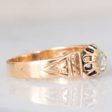 Solitario a fascia antico in oro giallo 14K con diamante di taglio rosetta (0.30ct ca.), fine ‘800/inizio ‘900