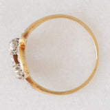 Anello Art Nouveau in oro giallo 14K e argento con diamanti di taglio rosetta (0.26ctw ca.), anni ‘10/‘20