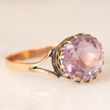 Solitario antico in oro giallo 9K con ametista (2.20ct ca.), primi del ‘900