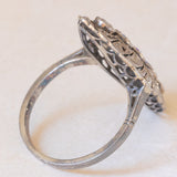 Anello Art Nouveau in oro bianco 14K con diamanti di taglio vecchia Europa (0.70ctw ca.) e di taglio rosetta, anni ‘20