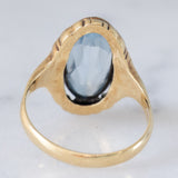 Anello da cocktail vintage in oro giallo 14K con topazio azzurro (4.50ct ca.), anni ‘50/‘60