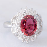 Anello vintage in platino con tormalina (3.50ct) e diamanti (1.22ctw), anni ‘80