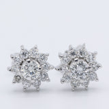 Orecchini a margherita vintage in platino con diamanti di taglio brillante (0.54ctw)