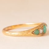 Anello antico in oro giallo 18K con turchesi e perline, anni ‘10