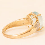 Anello vintage in oro giallo e bianco 9K con acquamarina (4.50ct ca.) e diamanti, anni ‘80